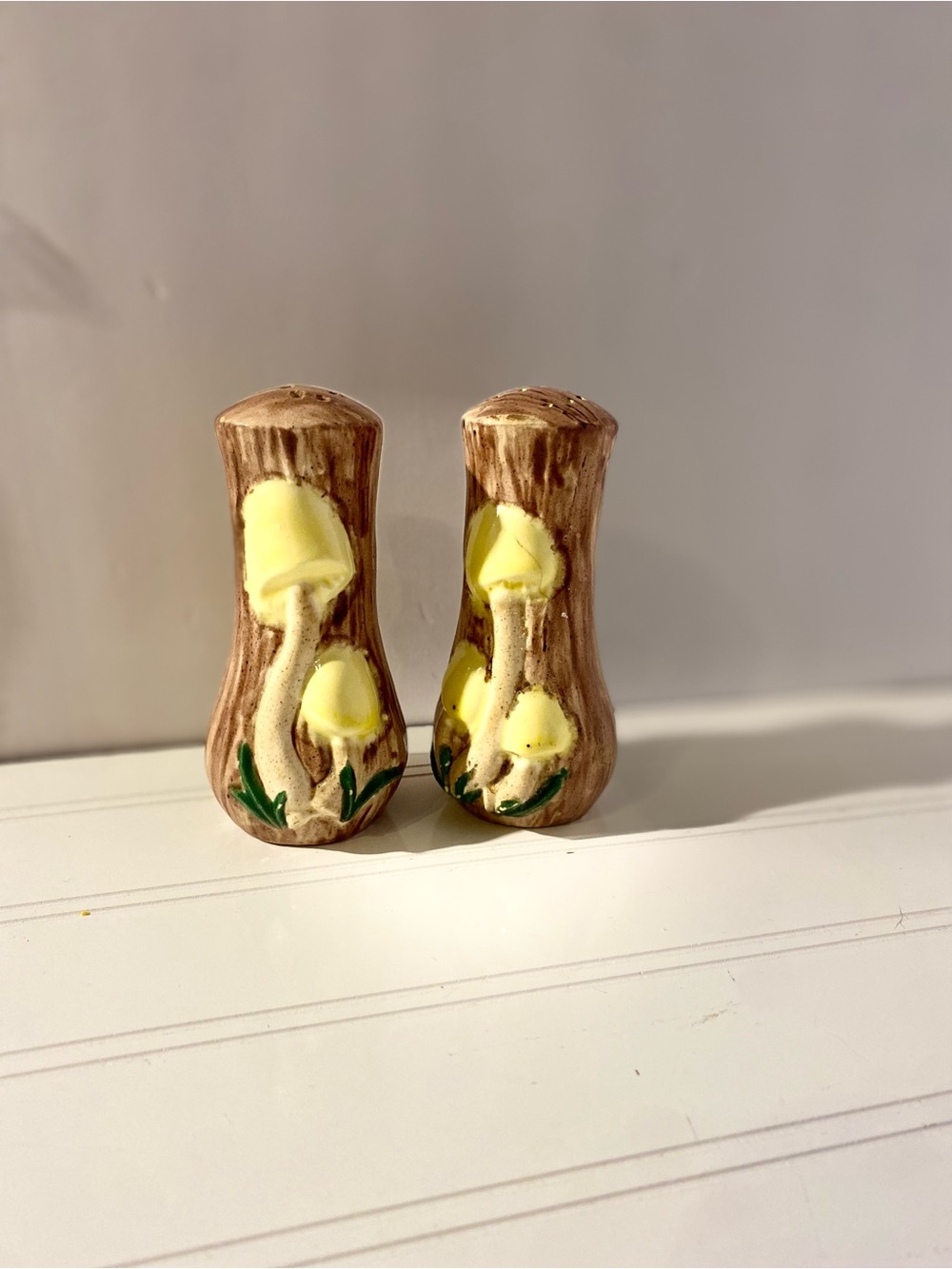 Vintage Mushroom Ceramic Figurine salt and pepper shakers